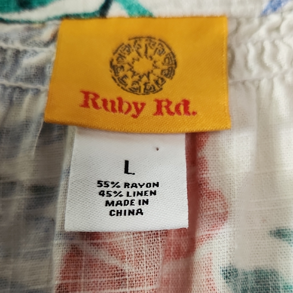 Ruby Rd. Multicolor Tropical Print Blouse - Picture 2 of 2